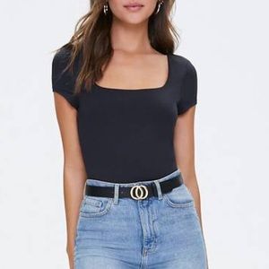 NWT✨ Forever 21 black top square neck shirt small